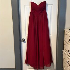 Red Strapless Azazie Bridesmaid/Formal Gown